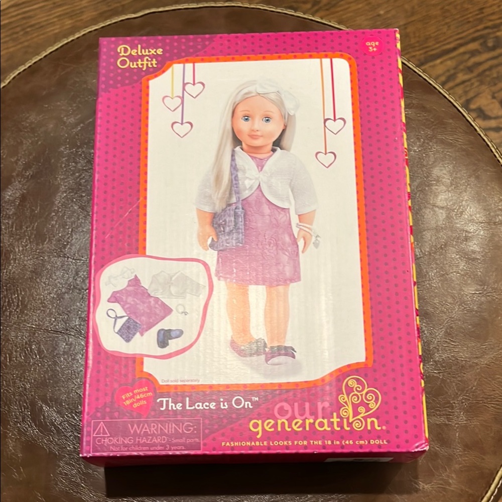 Our generation, lilac dress with sweater. Deluxe Outfit - The Lace is On NIB